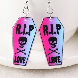 RIP Love Coffin Earrings Pastel Goth